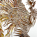 CANOSA Golden Paua Shell Hand Engarving Phoenix Wandbild